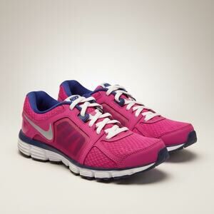 Nike Running Shoes Girls 4.5Y Pink Blue Athletic Sneakers
